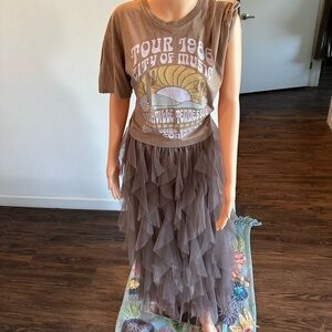Brown Layered Tulle Skirt